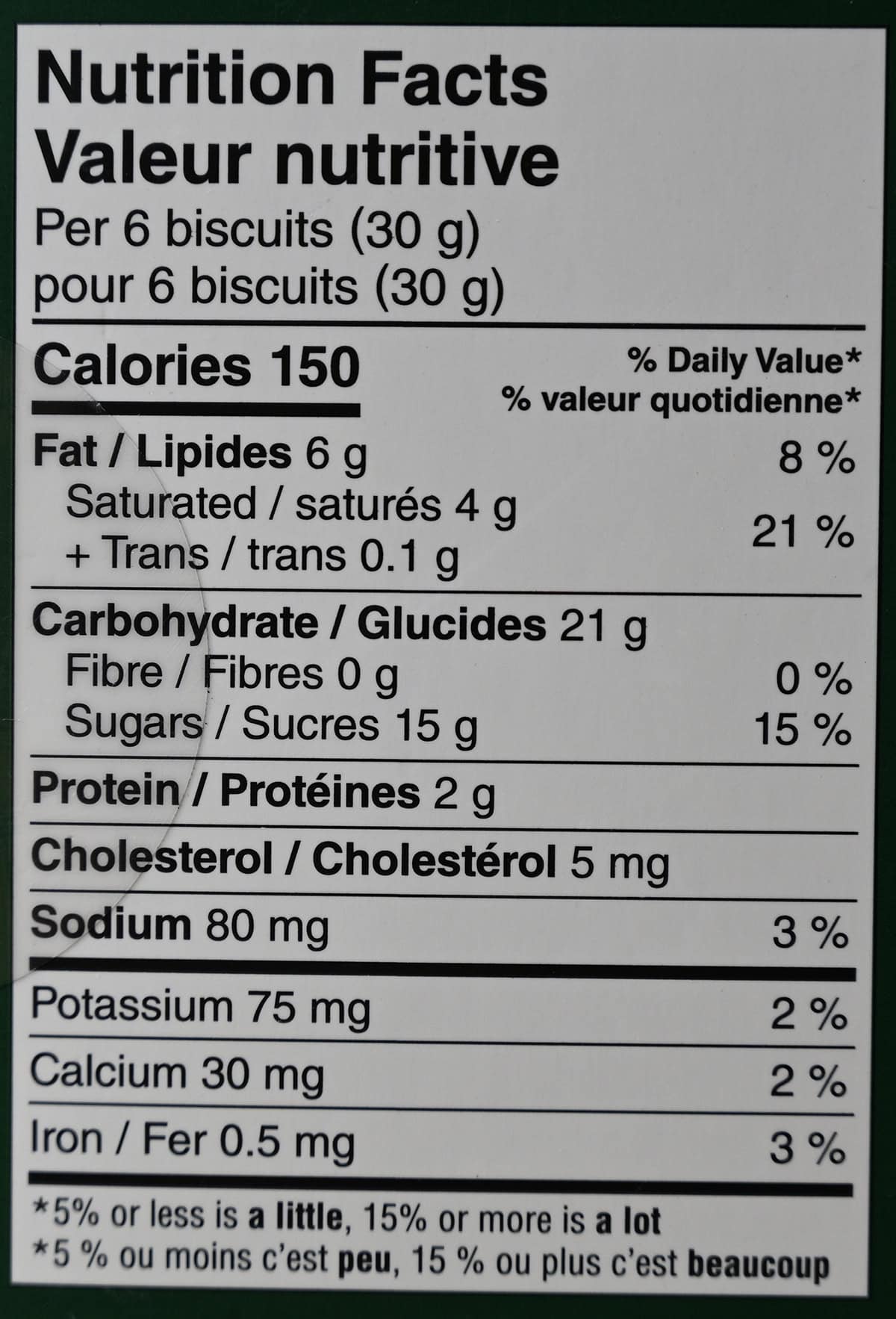 Image of the nutrition facts for the crepes from the back of the box.