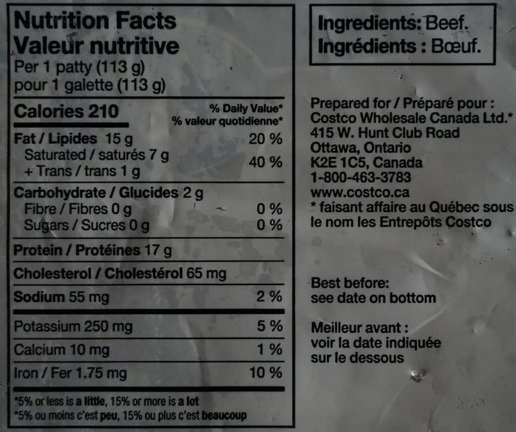 Kirkland Hamburger Patty Nutrition Facts Besto Blog