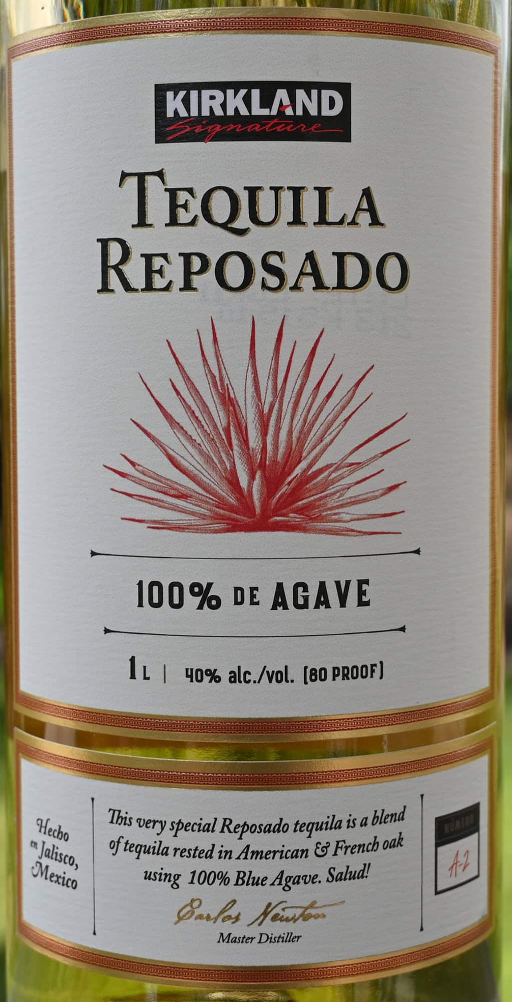 Closeup image of the front label on the Tequila Reposado bottle.