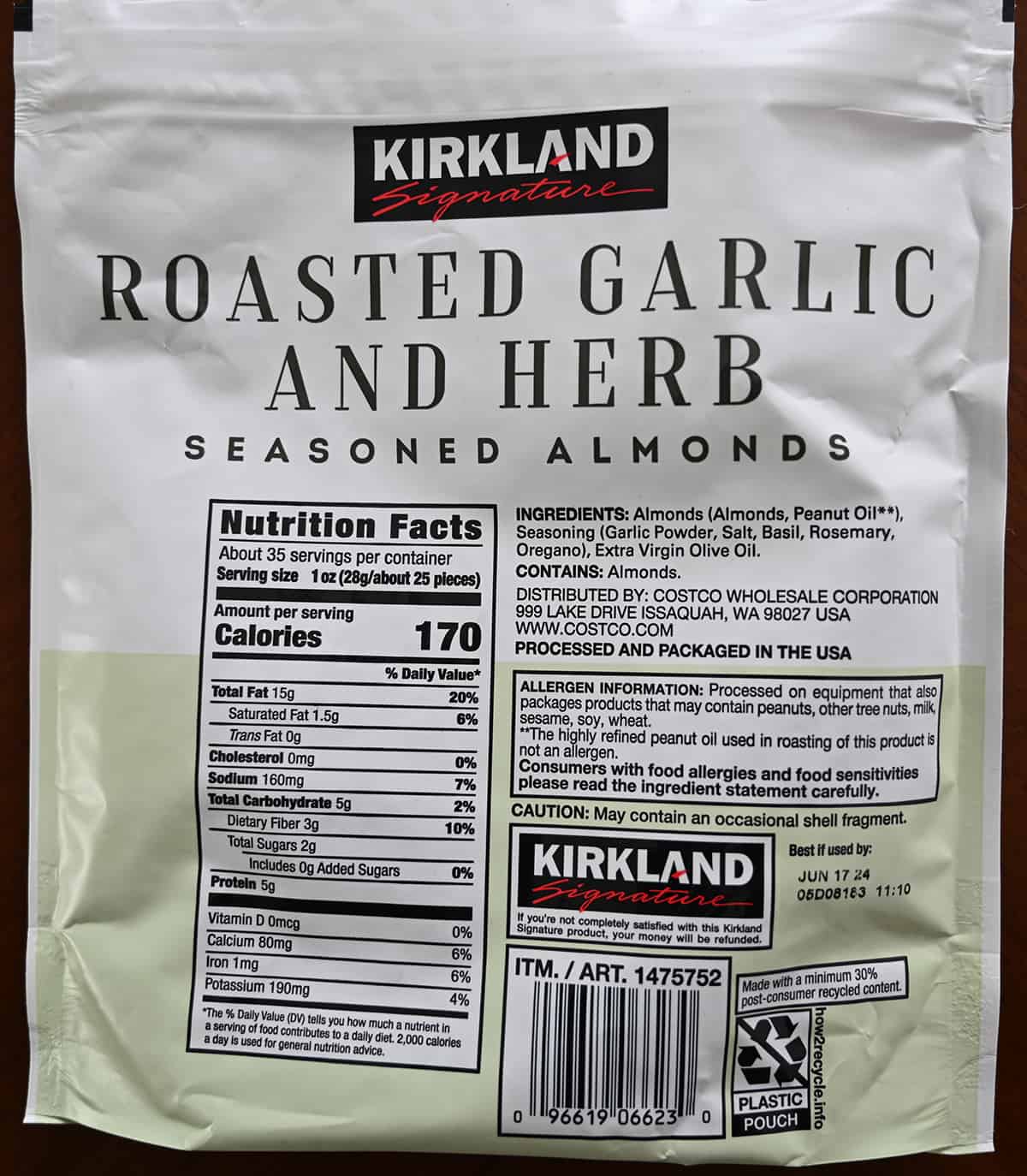 Costco Kirkland Signature Roasted Garlic and Herb Almonds Review ...