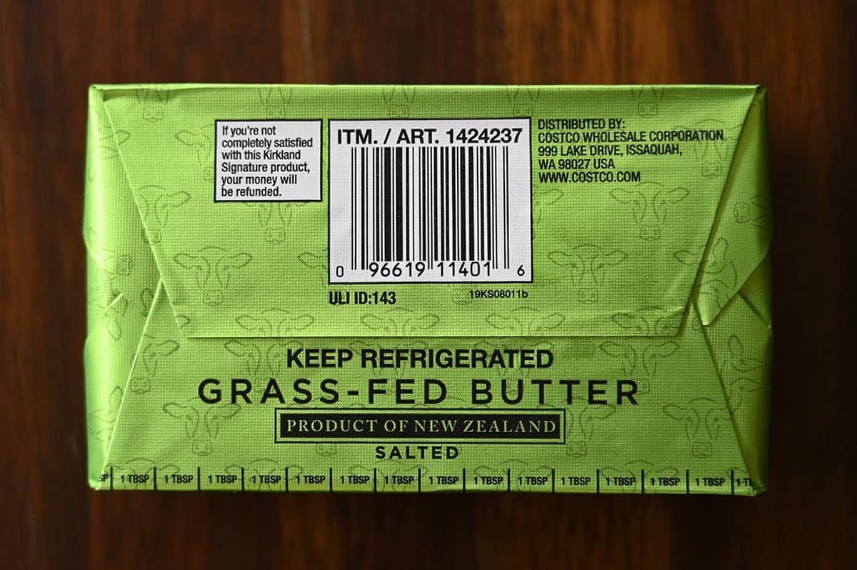 Top down image of the package on a block of butter showing measuring markings to measure the butter.