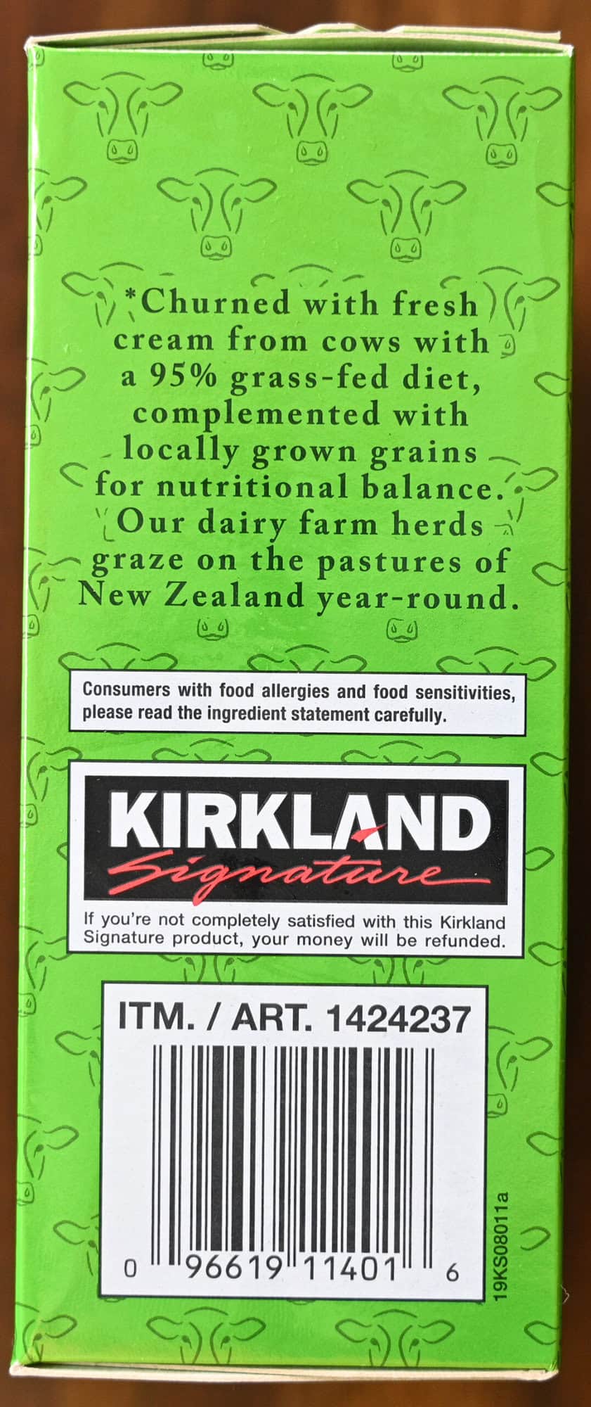 Image of the back of the box of the butter showing the product description for the butter. 