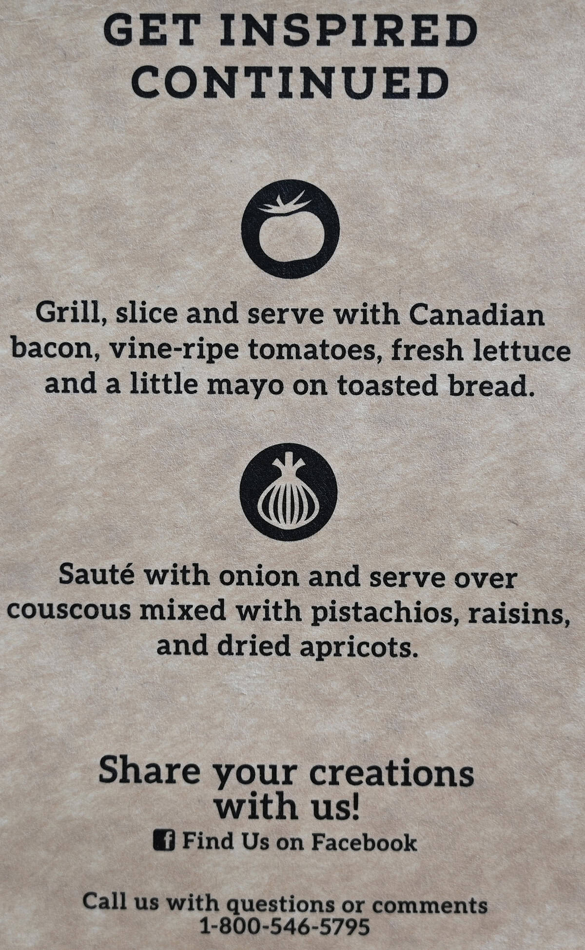 Closeup image of creative serving suggestions from the back of the package. 