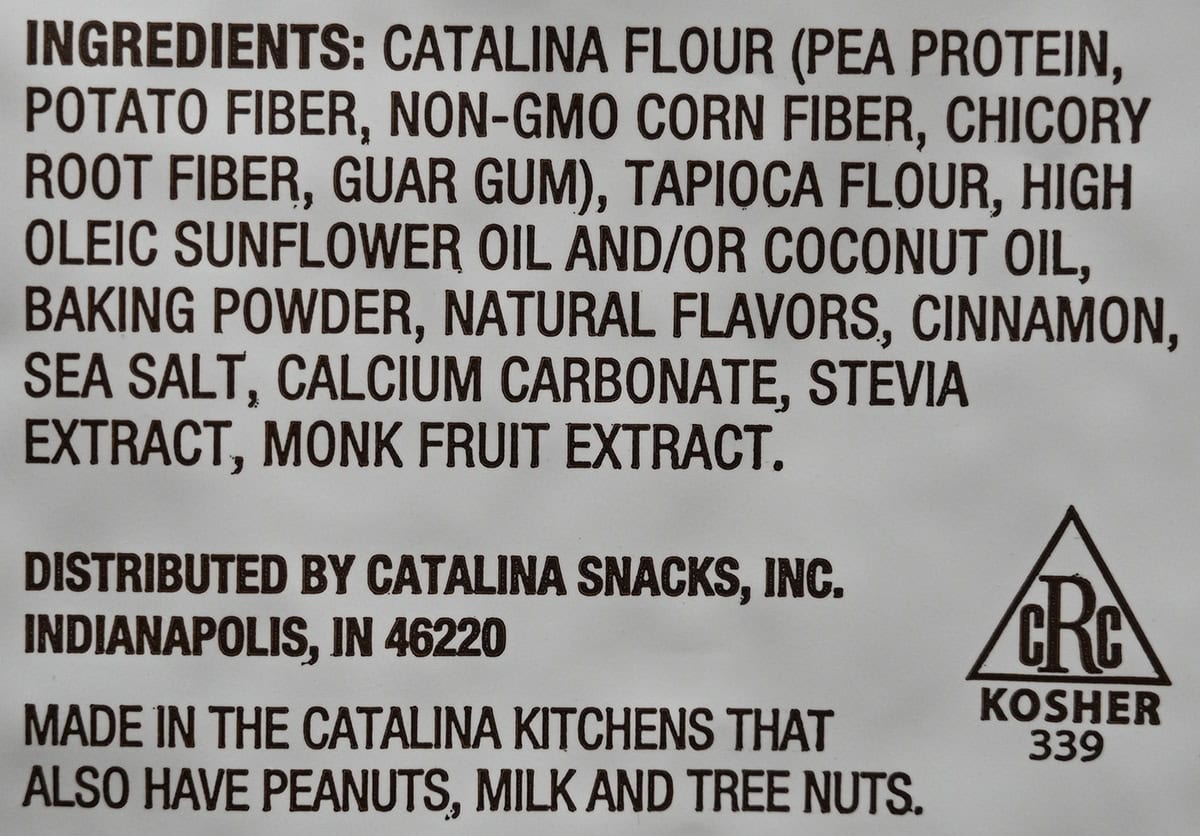 Image of the ingredients for the cereal from the back of the bag.