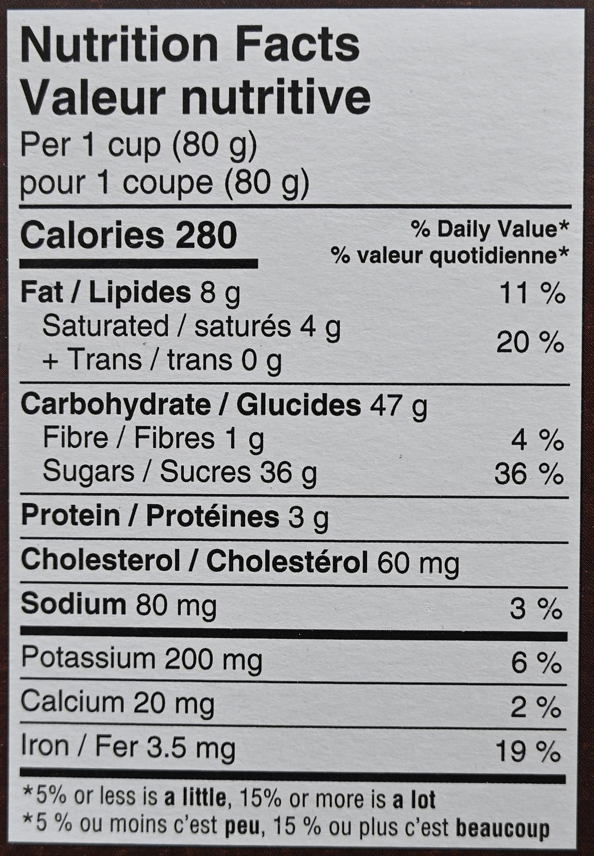 Image of the nutrition facts for the Delici Lemon Meringue Pie desserts from the back of the box.