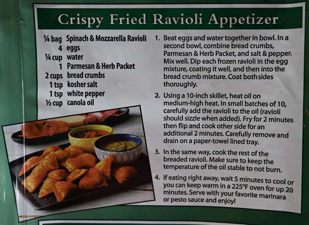 Image of a recipe for crispy fried ravioli using the ravioli.