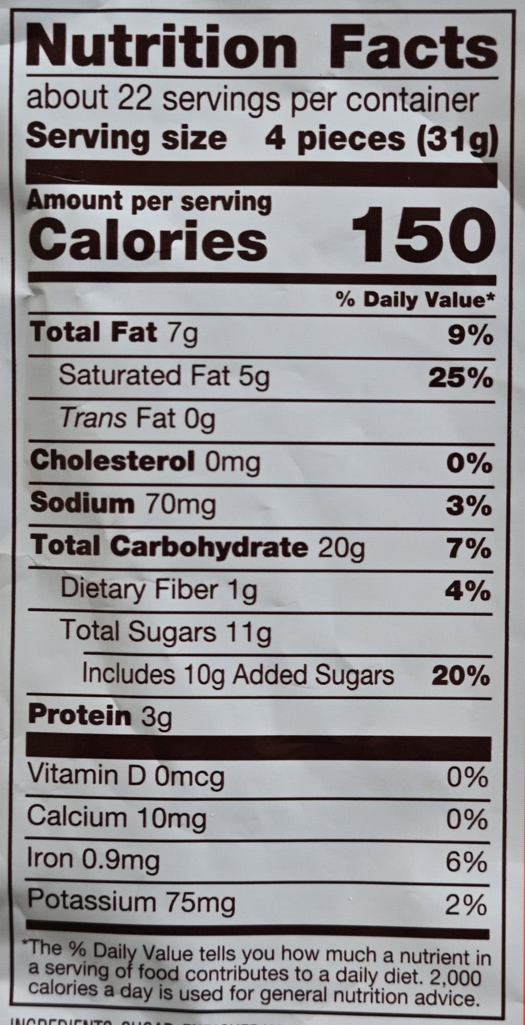 Image of the nutrition facts for the animal crackers from the back of the bag.