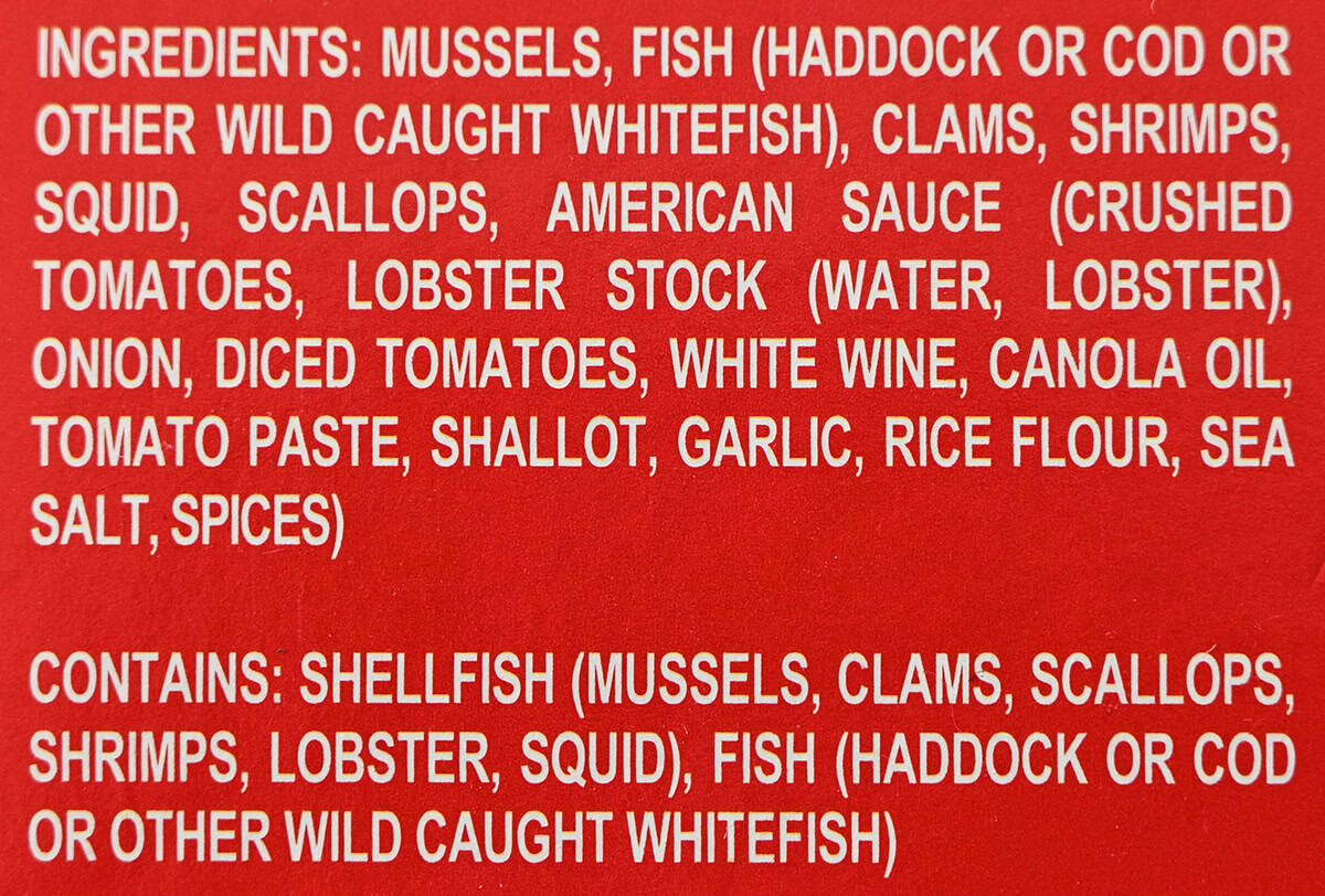 Image of the ingredients from the back of the box.