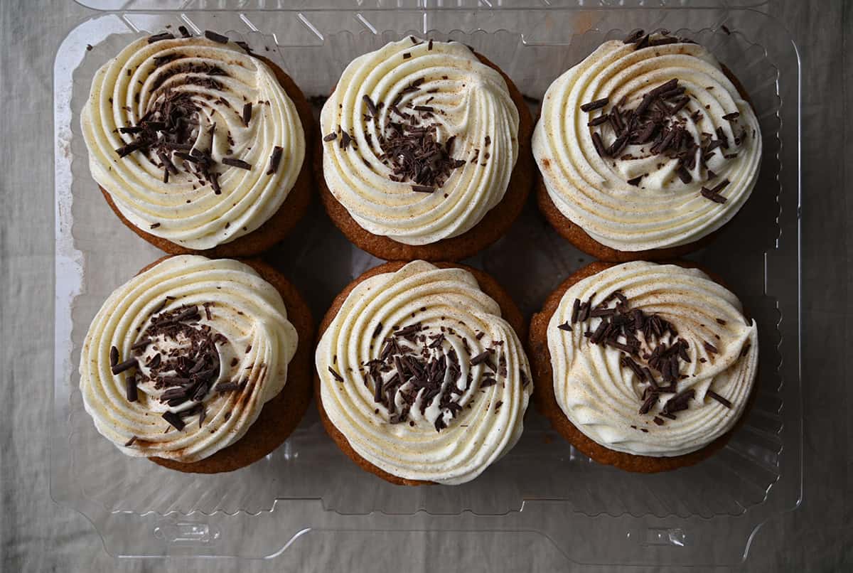 Image of the Costco Kirkland Signature Cinnamon Roll Mini Cakes container opened with the lid off.