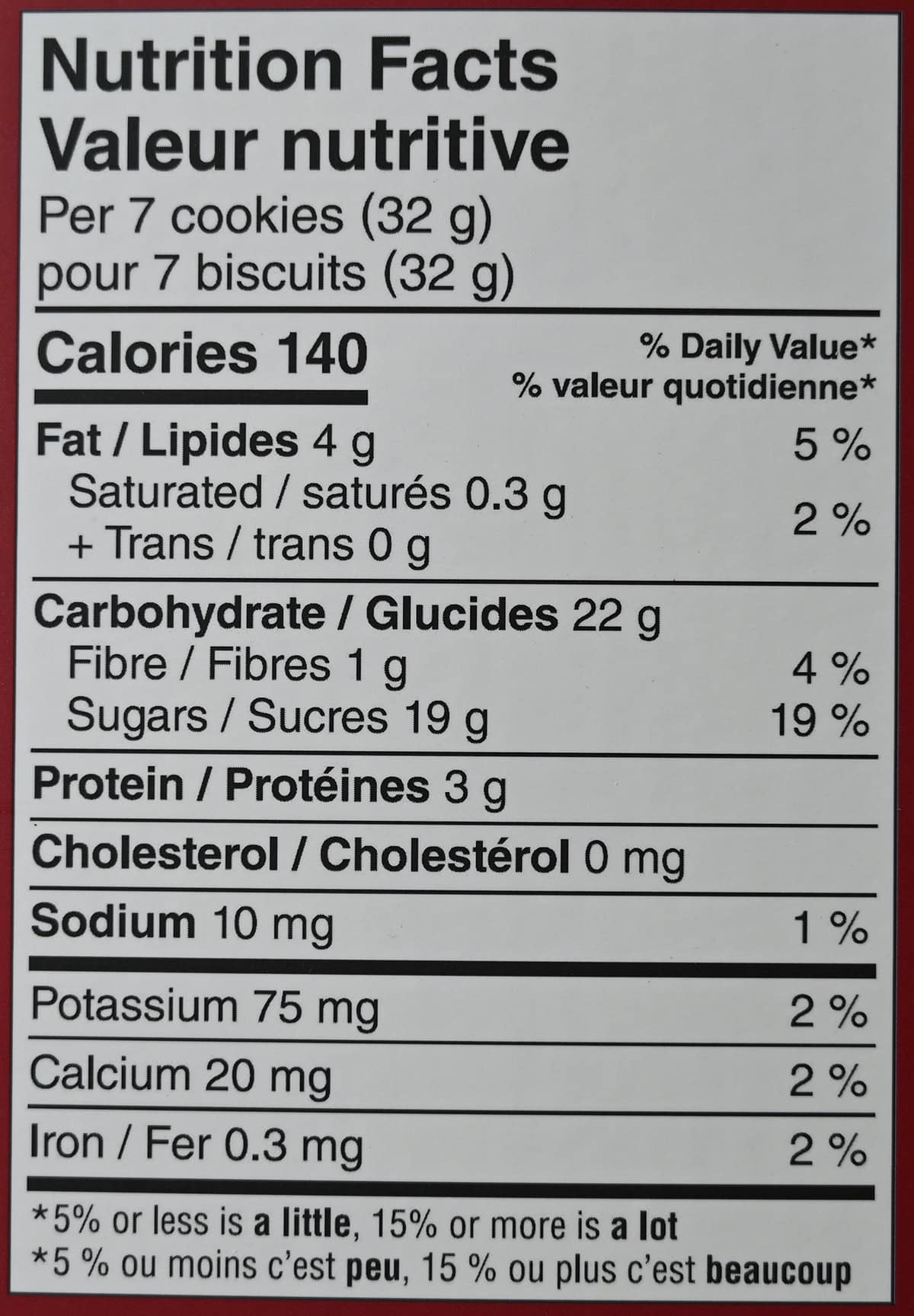 Image of the nutrition facts for the almond crisps from the back of the box.