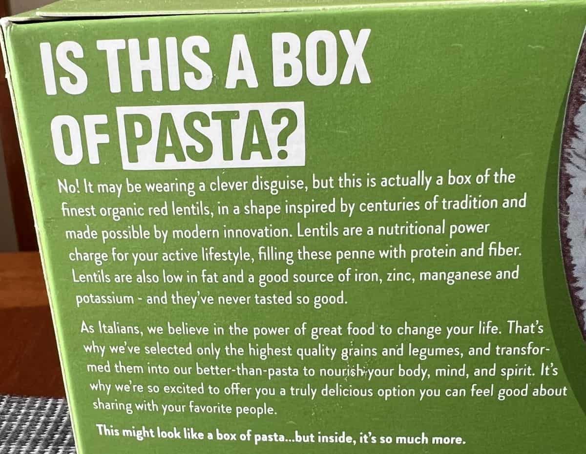 Image of the product description from the back of the box.